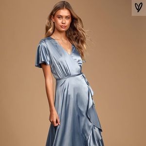 Satin maxi wrap dress